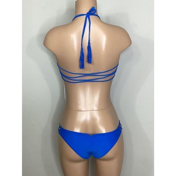 New. Pilyq bright blue braided bikini set. - Picture 8 of 12